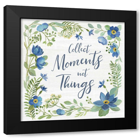 Botanical Blue V Black Modern Wood Framed Art Print with Double Matting by Vassileva, Silvia