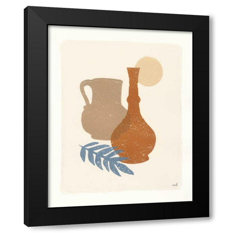 Oasis II Dusty Blue Black Modern Wood Framed Art Print by Hershey, Moira