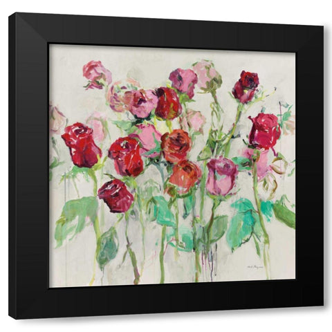 Wild Roses Warm Gray Black Modern Wood Framed Art Print by Hageman, Marilyn