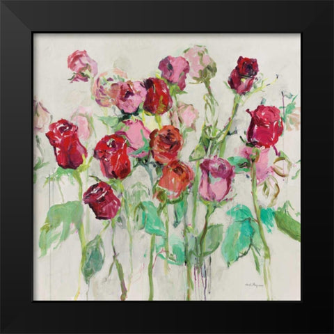 Wild Roses Warm Gray Black Modern Wood Framed Art Print by Hageman, Marilyn