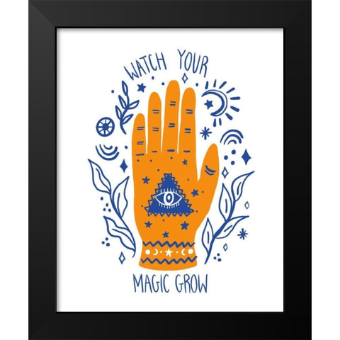 Palm Reading II Black Modern Wood Framed Art Print by Zaman, Farida