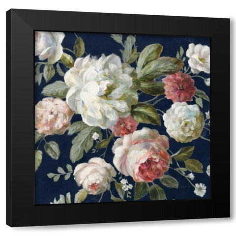 Gifts from the Garden Navy Crop Black Modern Wood Framed Art Print with Double Matting by Nai, Danhui