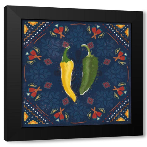 Tex Mex Fiesta III Dark Black Modern Wood Framed Art Print with Double Matting by Charron, Veronique