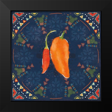 Tex Mex Fiesta VI Dark Black Modern Wood Framed Art Print by Charron, Veronique