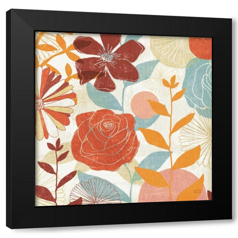 Floral Burst II Warm Black Modern Wood Framed Art Print with Double Matting by Mullan, Michael