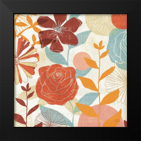 Floral Burst II Warm Black Modern Wood Framed Art Print by Mullan, Michael