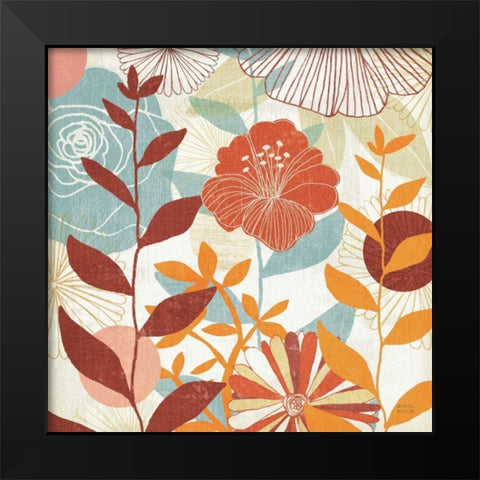 Floral Burst III Warm Black Modern Wood Framed Art Print by Mullan, Michael