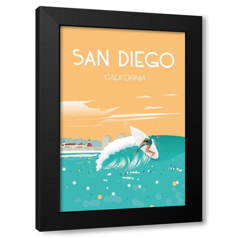 San Diego Black Modern Wood Framed Art Print with Double Matting by Escalante, Omar