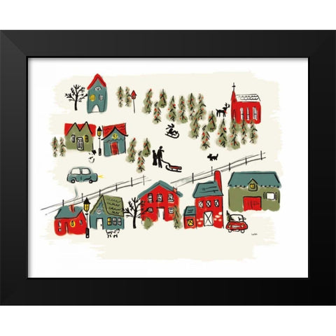 Winter Village I Black Modern Wood Framed Art Print by York, Leah