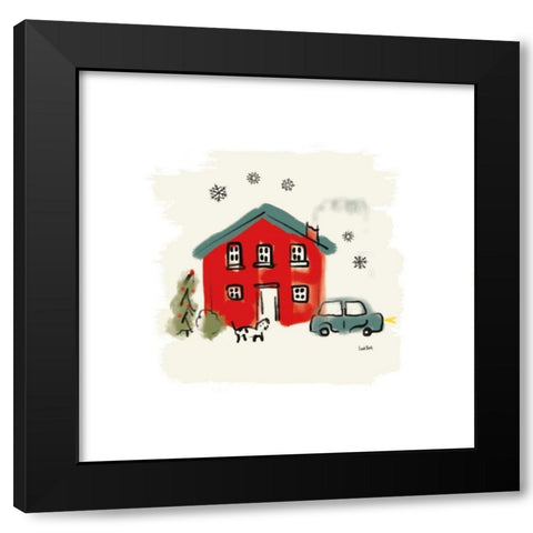 Winter Village VII Black Modern Wood Framed Art Print with Double Matting by York, Leah