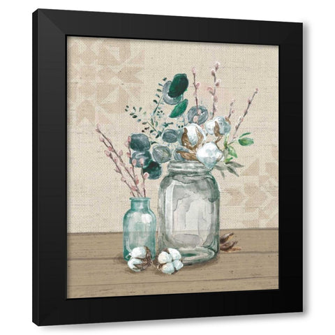 Cotton Bouquet II Black Modern Wood Framed Art Print with Double Matting by Urban, Mary