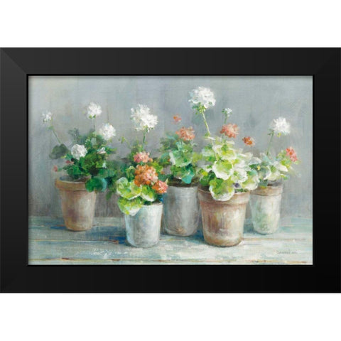 Farmhouse Geraniums Crop Black Modern Wood Framed Art Print by Nai, Danhui