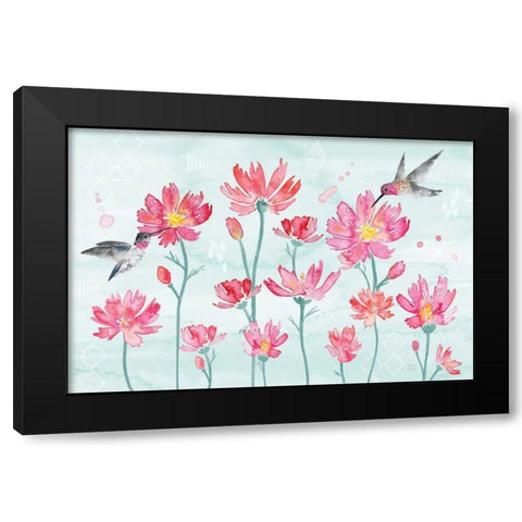 Flowers and Feathers I Black Modern Wood Framed Art Print with Double Matting by June, Dina