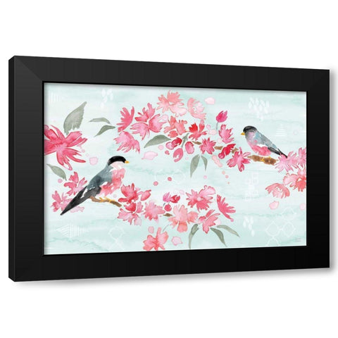 Flowers and Feathers II Black Modern Wood Framed Art Print by June, Dina