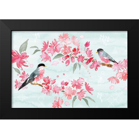 Flowers and Feathers II Black Modern Wood Framed Art Print by June, Dina