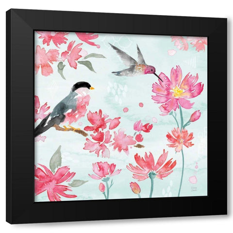 Flowers and Feathers III Black Modern Wood Framed Art Print with Double Matting by June, Dina