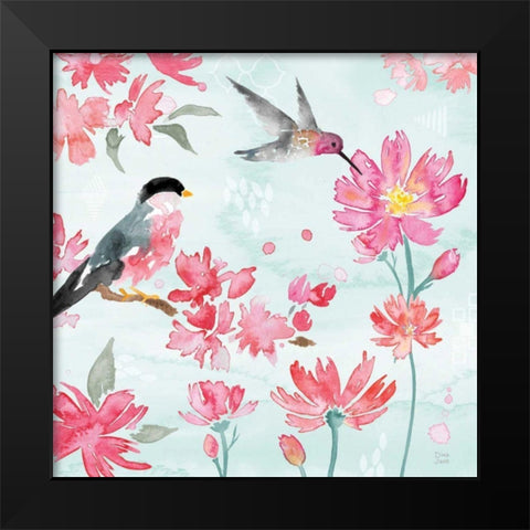 Flowers and Feathers III Black Modern Wood Framed Art Print by June, Dina