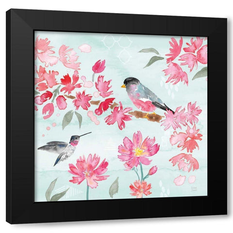 Flowers and Feathers IV Black Modern Wood Framed Art Print by June, Dina