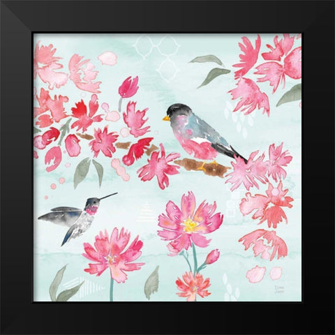 Flowers and Feathers IV Black Modern Wood Framed Art Print by June, Dina