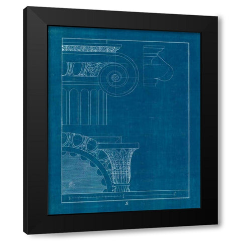 Architectural Columns II Blueprint Black Modern Wood Framed Art Print by Wild Apple Portfolio