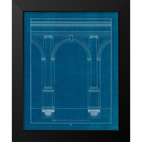 Architectural Columns IV Blueprint Black Modern Wood Framed Art Print by Wild Apple Portfolio