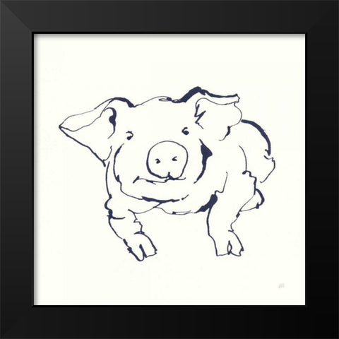 Line Pig II Navy Black Modern Wood Framed Art Print by Paschke, Chris