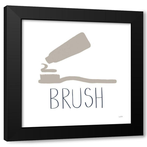 Bathroom Etiquette VI Navy Black Modern Wood Framed Art Print with Double Matting by York, Leah