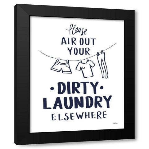Bathroom Etiquette I Navy Black Modern Wood Framed Art Print with Double Matting by York, Leah