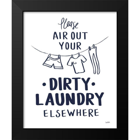 Bathroom Etiquette I Navy Black Modern Wood Framed Art Print by York, Leah
