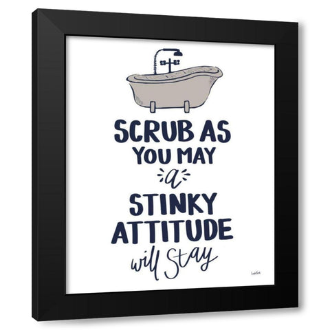 Bathroom Etiquette II Navy Gray Black Modern Wood Framed Art Print with Double Matting by York, Leah