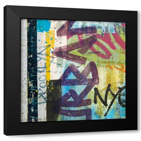 City Graffiti Black Modern Wood Framed Art Print with Double Matting by Wild Apple Portfolio