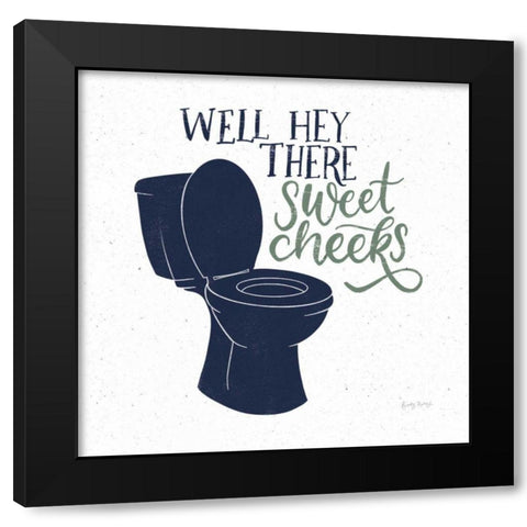 Turkish Tile Bathroom Puns III BG Black Modern Wood Framed Art Print with Double Matting by Thorns, Becky