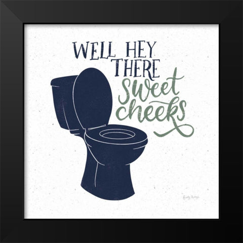 Turkish Tile Bathroom Puns III BG Black Modern Wood Framed Art Print by Thorns, Becky
