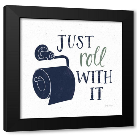Turkish Tile Bathroom Puns V BG Black Modern Wood Framed Art Print with Double Matting by Thorns, Becky