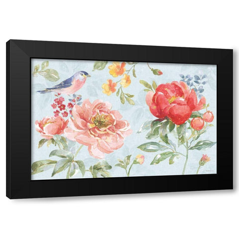 Floral Focus I Blue Black Modern Wood Framed Art Print by Grove, Beth