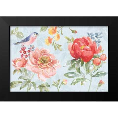 Floral Focus I Blue Black Modern Wood Framed Art Print by Grove, Beth