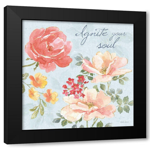 Floral Focus III Blue Black Modern Wood Framed Art Print with Double Matting by Grove, Beth