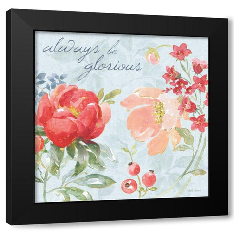 Floral Focus IV Blue Black Modern Wood Framed Art Print by Grove, Beth