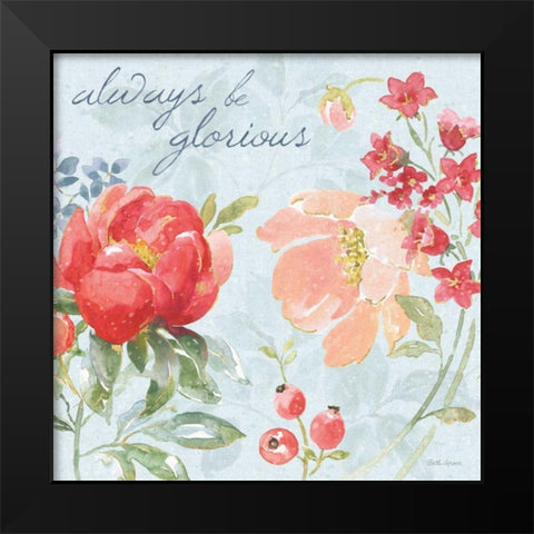 Floral Focus IV Blue Black Modern Wood Framed Art Print by Grove, Beth