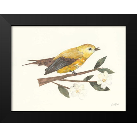 Birds and Blossoms I Black Modern Wood Framed Art Print by Prahl, Courtney