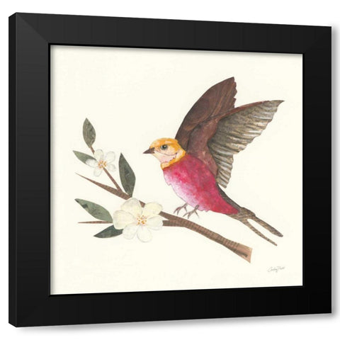 Birds and Blossoms IV Black Modern Wood Framed Art Print by Prahl, Courtney