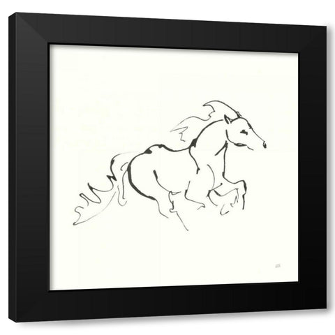 Line Horse II Black Modern Wood Framed Art Print by Paschke, Chris