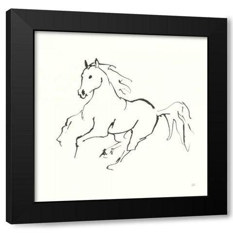 Line Horse III Black Modern Wood Framed Art Print by Paschke, Chris