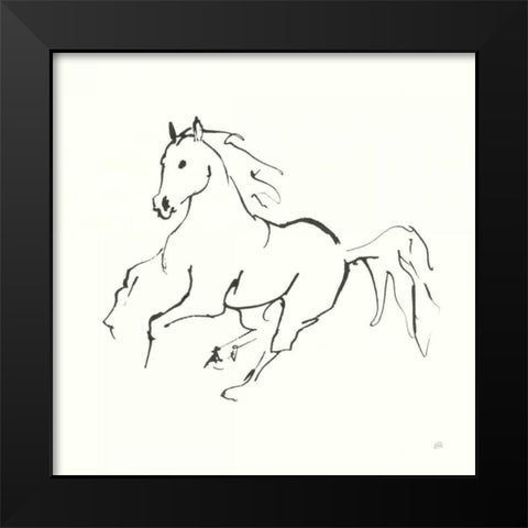Line Horse III Black Modern Wood Framed Art Print by Paschke, Chris