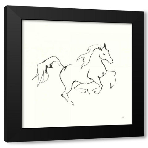 Line Horse V Black Modern Wood Framed Art Print by Paschke, Chris