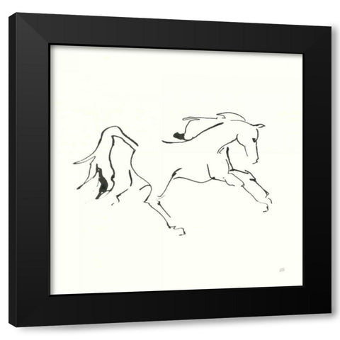 Line Horse VII Black Modern Wood Framed Art Print with Double Matting by Paschke, Chris