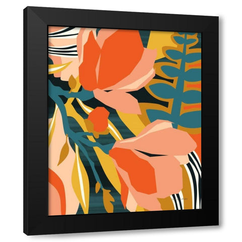 Blossoming Black Modern Wood Framed Art Print by Gallagher, Megan