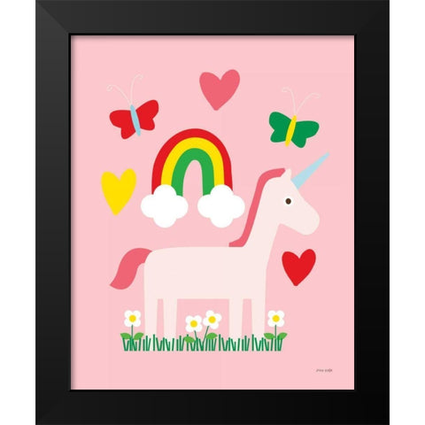 Unicorn Fun I Black Modern Wood Framed Art Print by Kelle, Ann