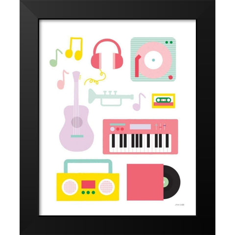 Lets Listen to Music I Black Modern Wood Framed Art Print by Kelle, Ann