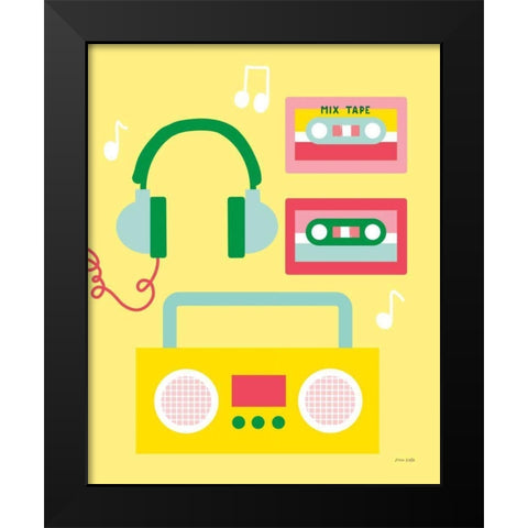 Lets Listen to Music II Black Modern Wood Framed Art Print by Kelle, Ann